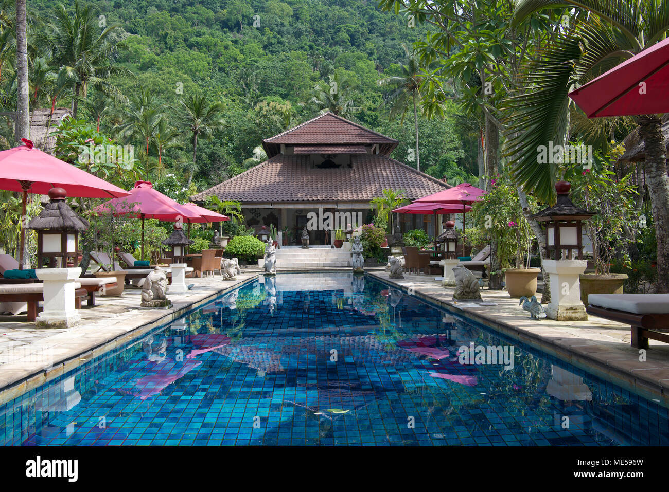 Schwimmbad Puri Mas Resort Senggigi Lombok Indonesien Stockfoto