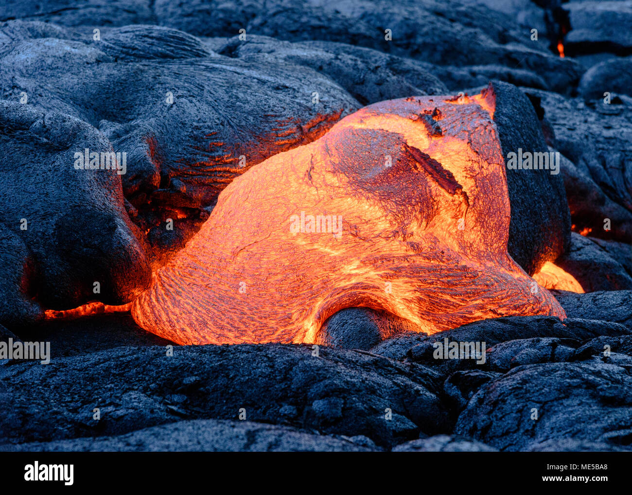 Lava fließt an der Kalapana Lavafeld auf der Insel von Hawaii Stockfoto