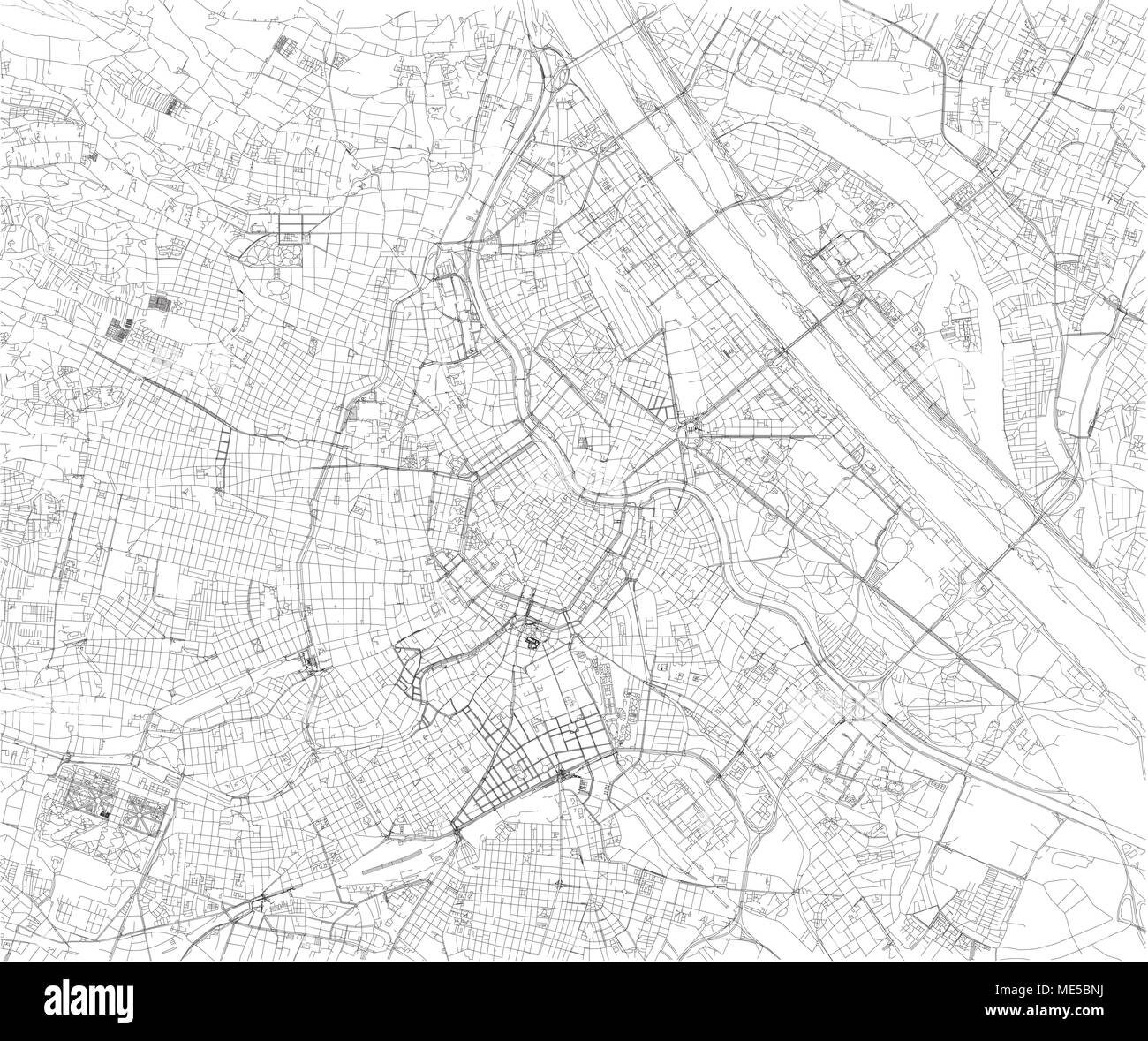 Karte von Wien, Stadtplan, Österreich. Straßen der Hauptstadt, Satelliten  Stock-Vektorgrafik - Alamy