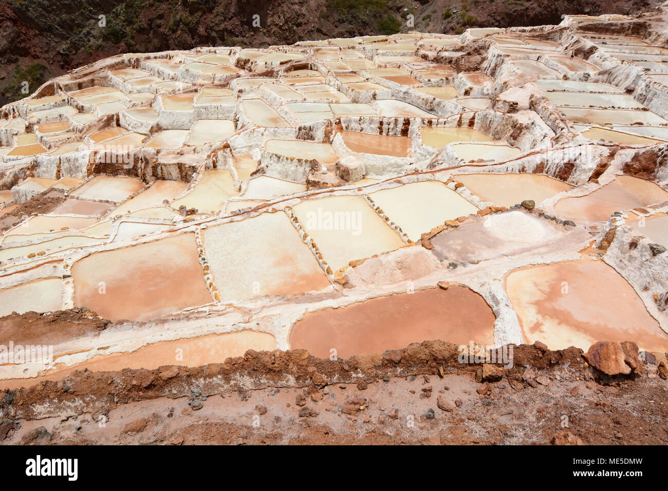 Salz Teiche in Maras. Das Heilige Tal. Cuzco Region. Peru Stockfoto