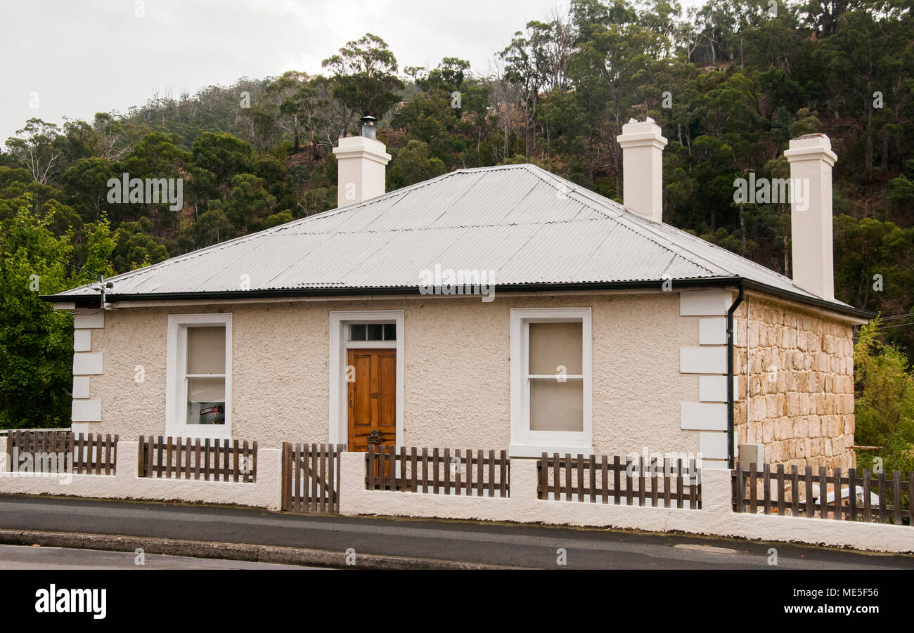 Colonial georgischen Steinhaus in South Hobart, Tasmanien, Australien Stockfoto