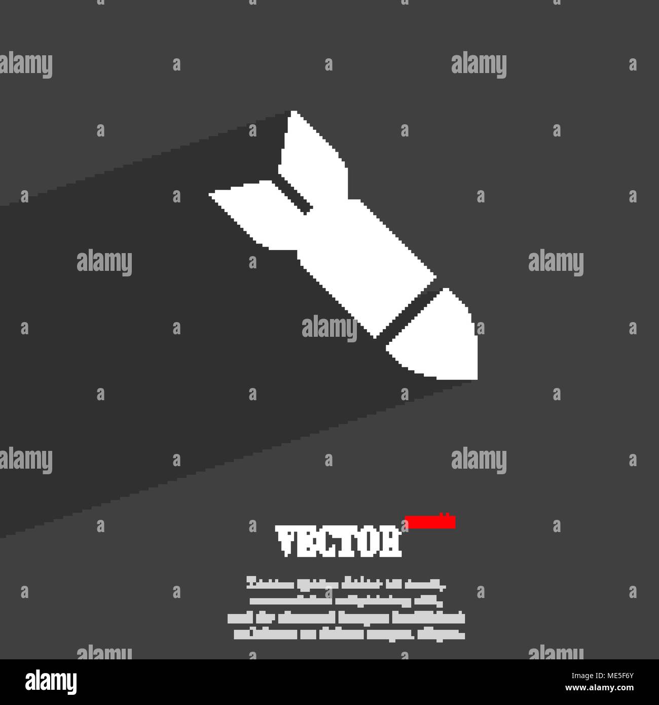 Rakete Rakete Waffe Symbol flache moderne Web Design mit langen Schatten und Platz für Ihren Text. Vector Illustration Stock Vektor