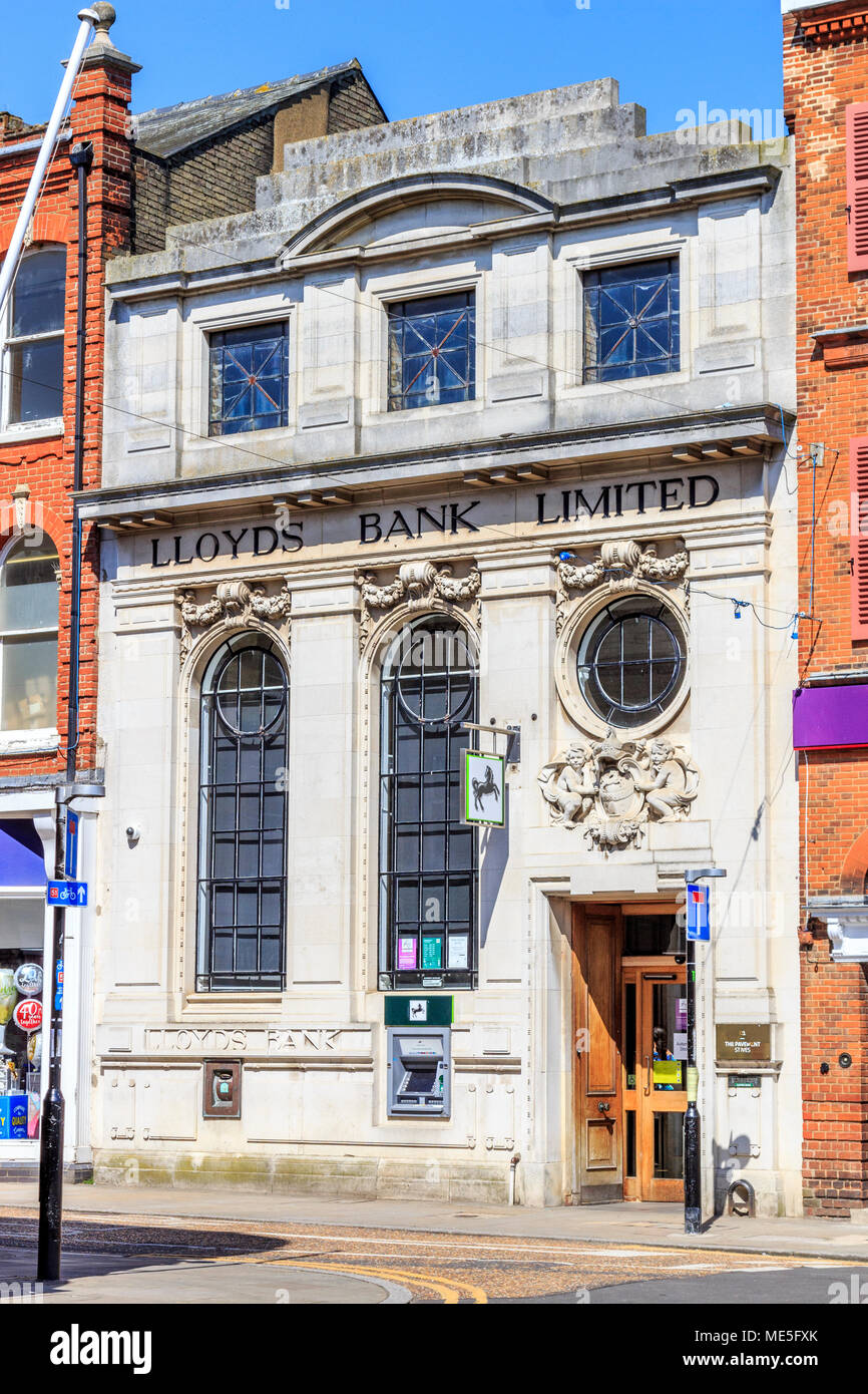 Lloyds Bank Ltd., der alte Riverport, St Ives Stadtmitte auf dem großen Fluss Ouse, Cambridgeshire, England, UK, GB Stockfoto