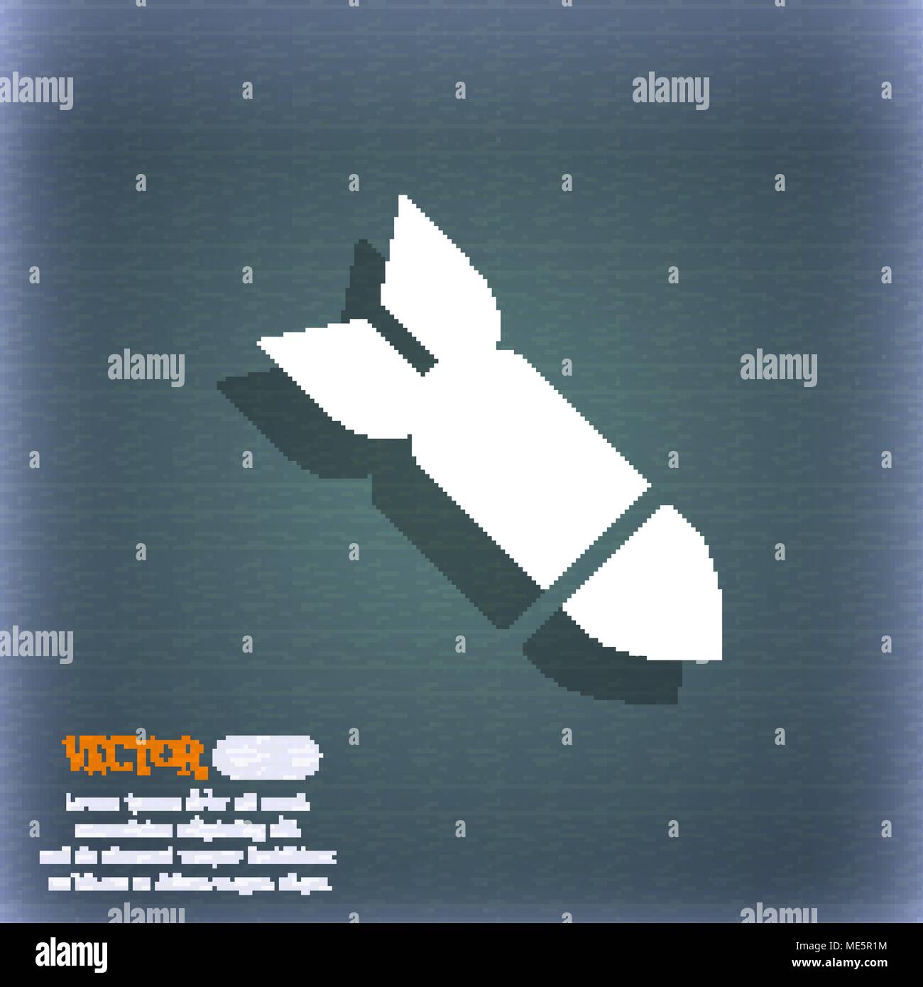 Rakete Rakete Waffe Symbol Symbol auf dem blau-grünen Abstrakt Hintergrund mit Schatten und Platz für Ihren Text. Vector Illustration Stock Vektor