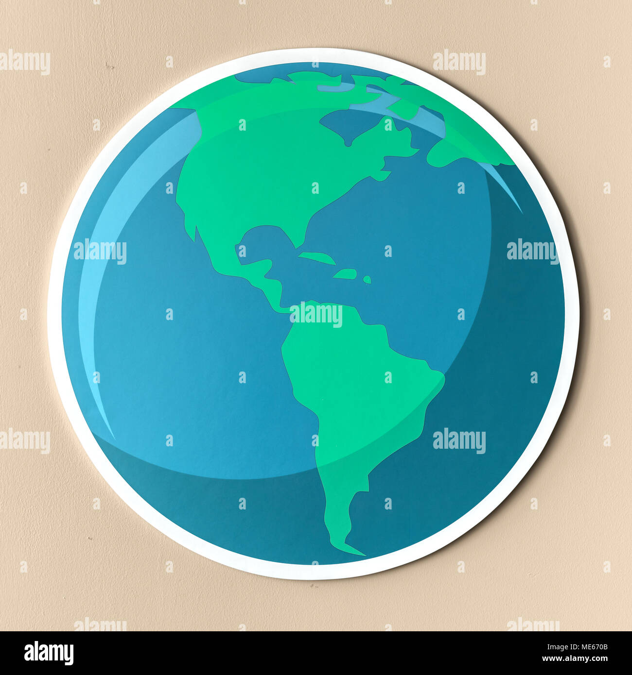 Schneiden Sie das Papier Globussymbol Stockfoto