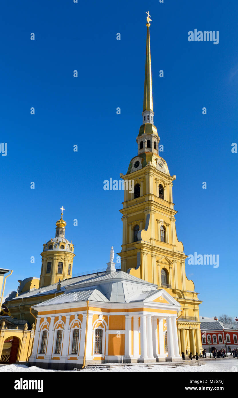 Außenansicht von Peter und Paul Kathedrale in St. Petersburg, Russland. Stockfoto