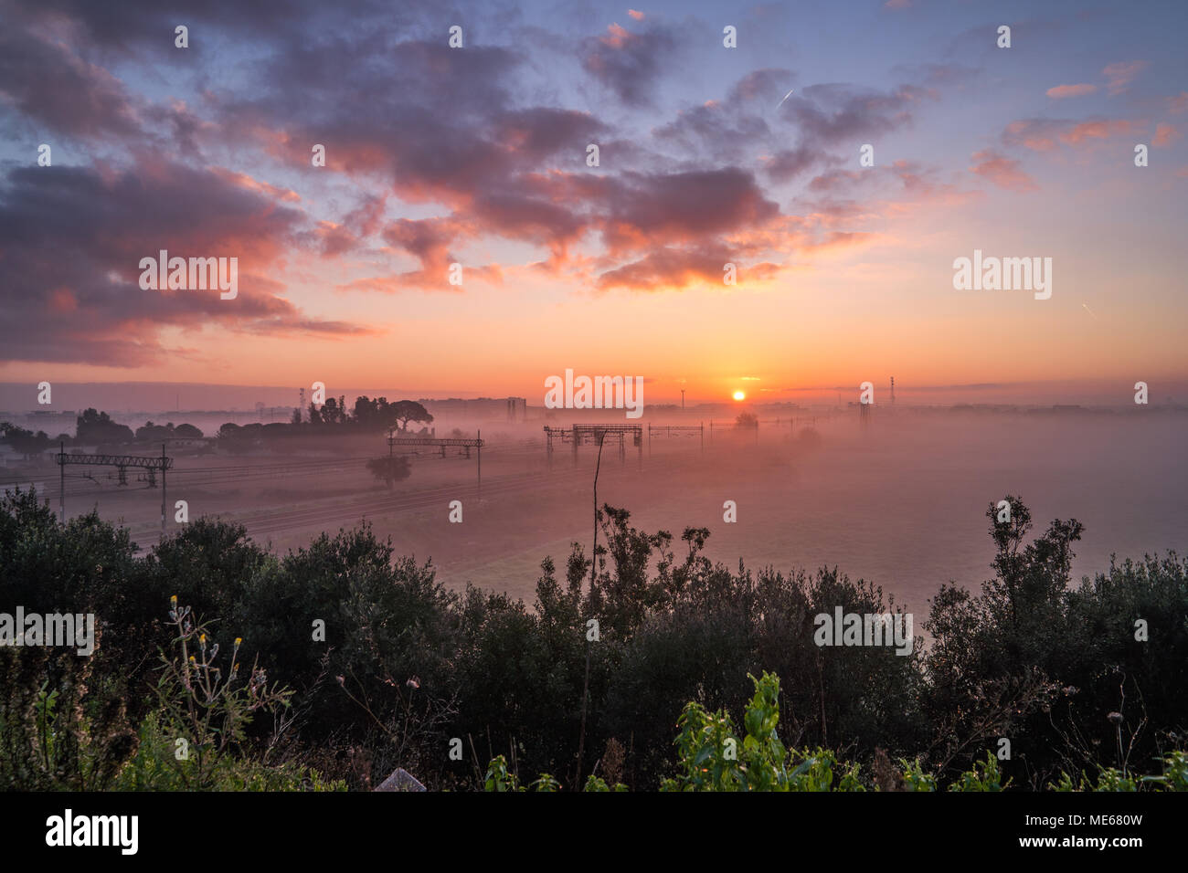 Sonnenaufgang in Salento, Santa Cesarea Terme, Porto Badisco, Otranto, Apulien Stockfoto