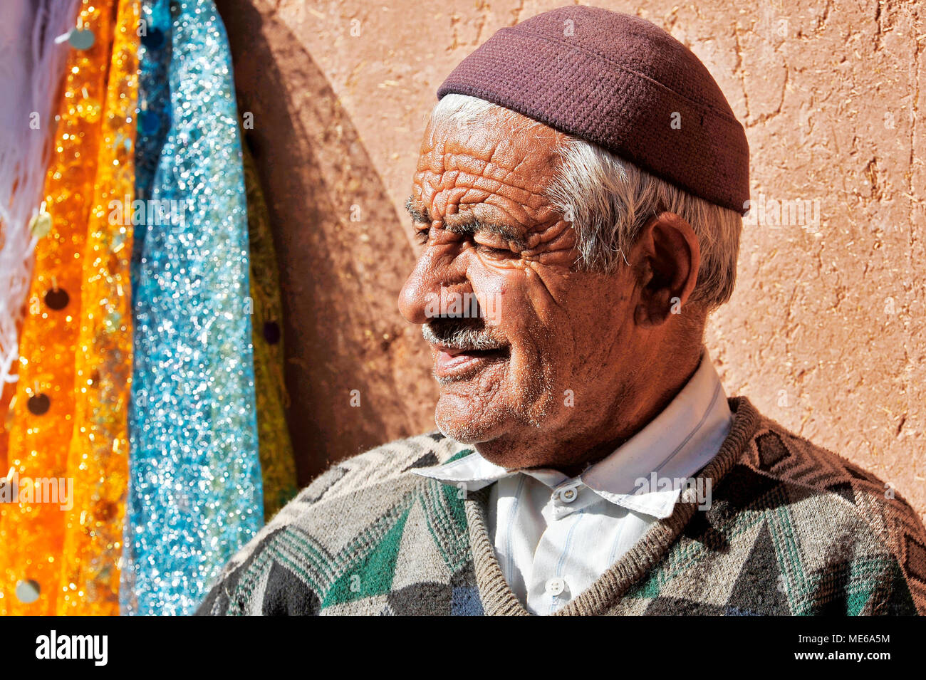 Porträt des iranischen Bürger, ältere Dorfbewohner. Abyaneh - Iran. Stockfoto