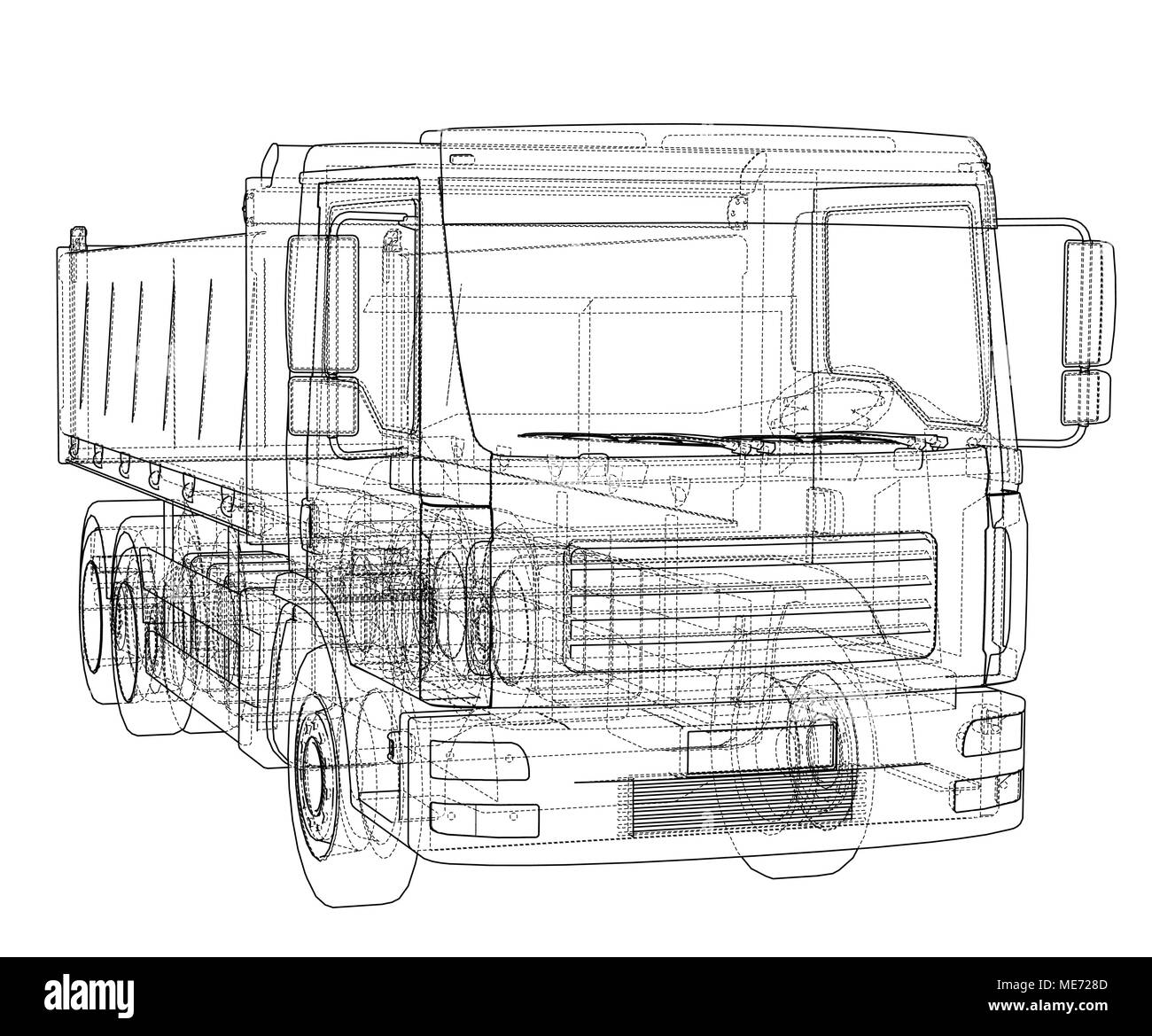 Europäische Lkw umrissen Vektor Stock Vektor