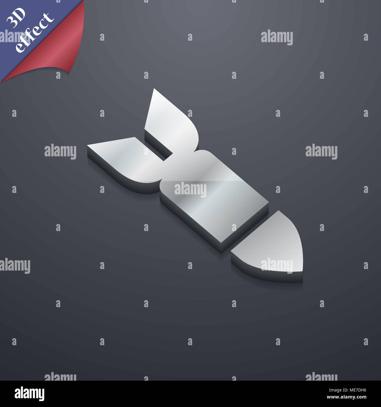 Rakete Rakete Waffe Symbol. 3D-Stil. Schickes, modernes Design mit Platz für Ihren Text Vector Illustration Stock Vektor