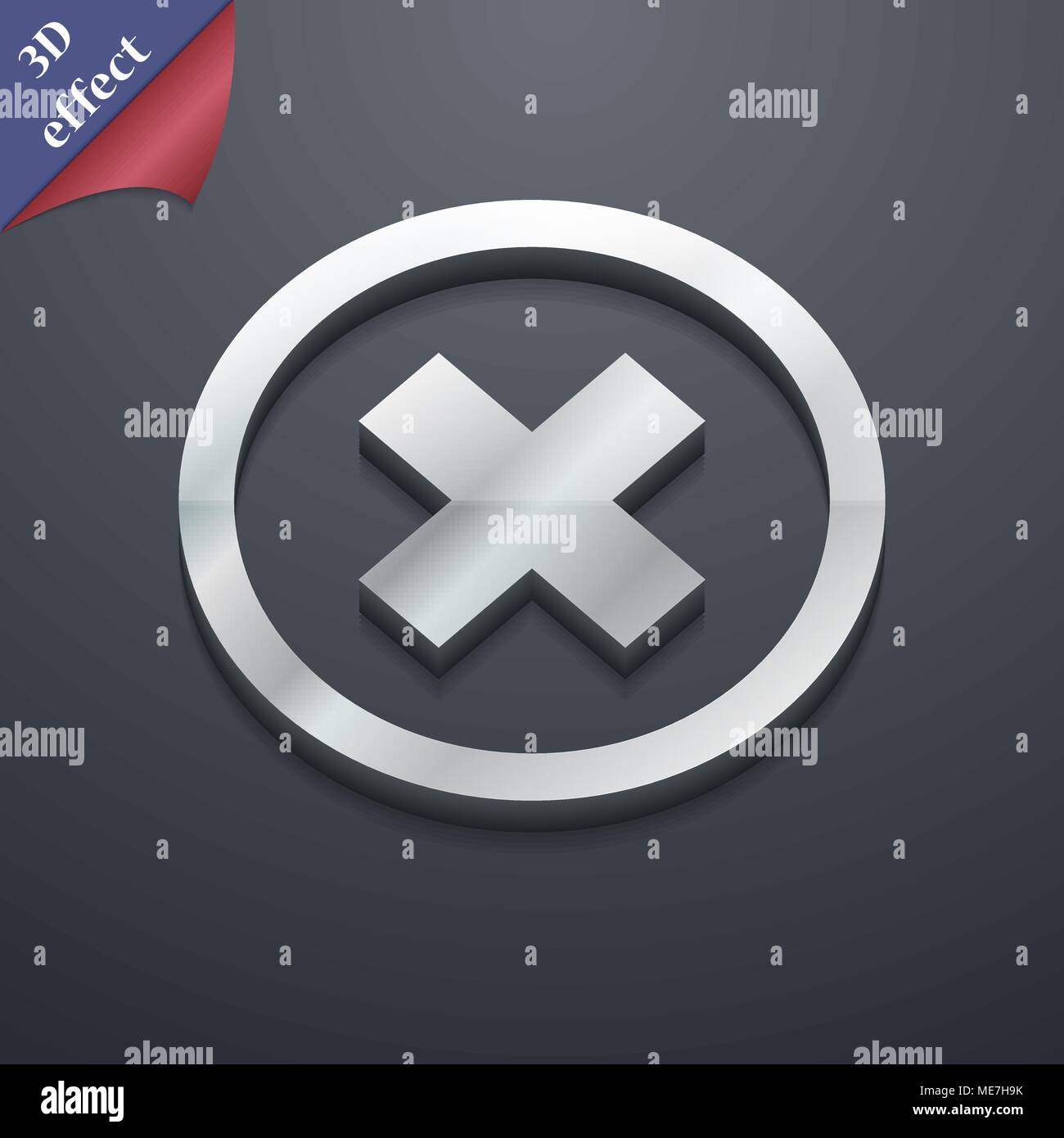 Abbrechen Symbol. 3D-Stil. Schickes, modernes Design mit Platz für Ihren Text Vector Illustration Stock Vektor