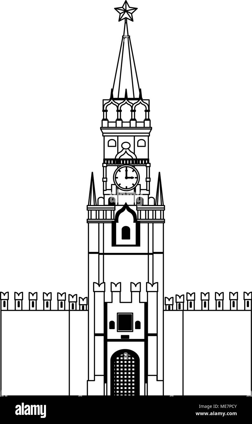 Big Ben Uhr in Schwarz und Weiß Stock Vektor