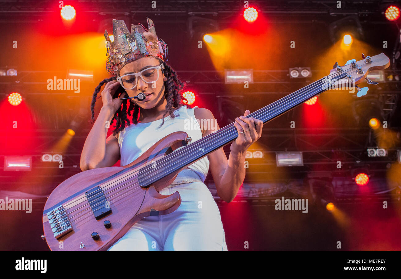 Esperanza Spalding durchführen bei Molde Jazzfestival in Molde, Norwegen, 21.07.2016. Stockfoto