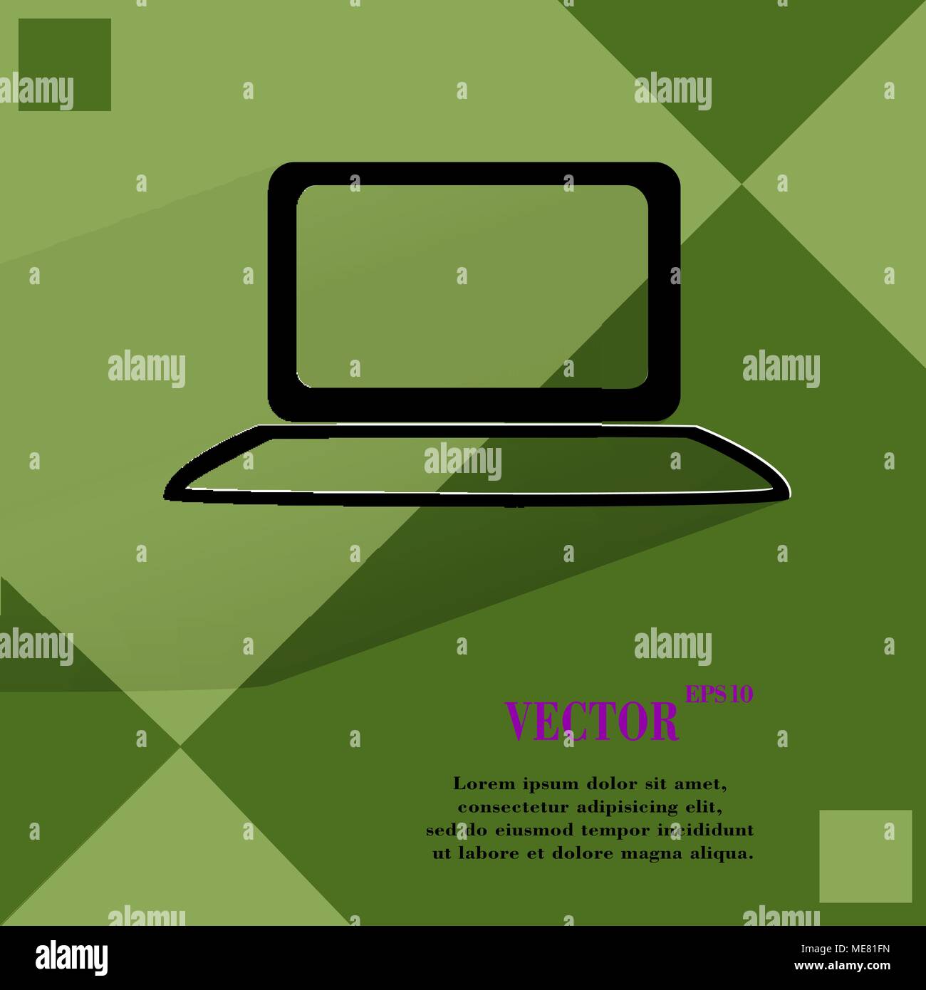 Notebook. Flache moderne web-Taste auf einer ebenen geometrischen abstrakten Hintergrund Vektor. EPS 10. Stock Vektor