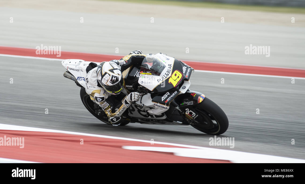 Texas, USA. 21. April 2018. 19' Alvaro Bautista" von Angel Nieto Team aus 5 Drehen in der freien Praxis 3 Credit: Hoss Mcbain/ZUMA Draht/Alamy leben Nachrichten Stockfoto