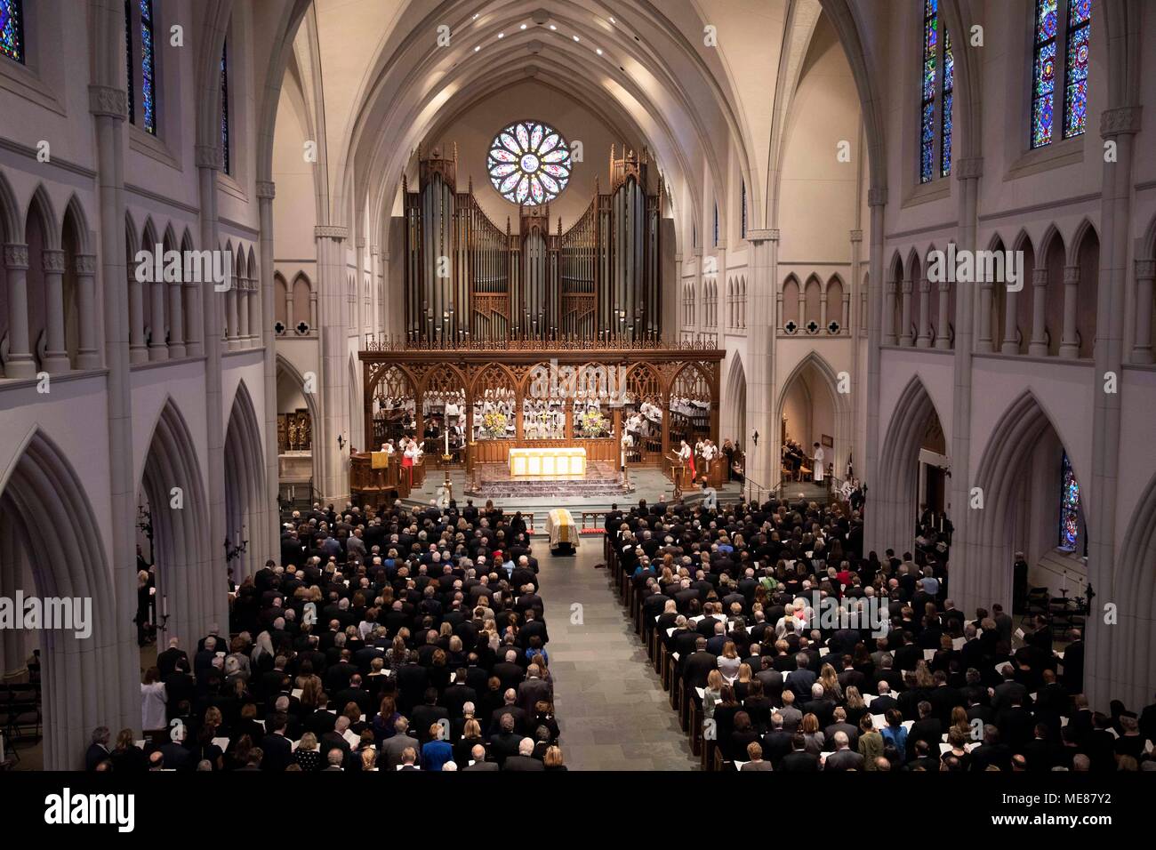 Trauerfeier fuer die ehemalige First Lady Barbara Bush an der St. Martin's Episcopal Church in Houston, für geladene Gäste. Stockfoto