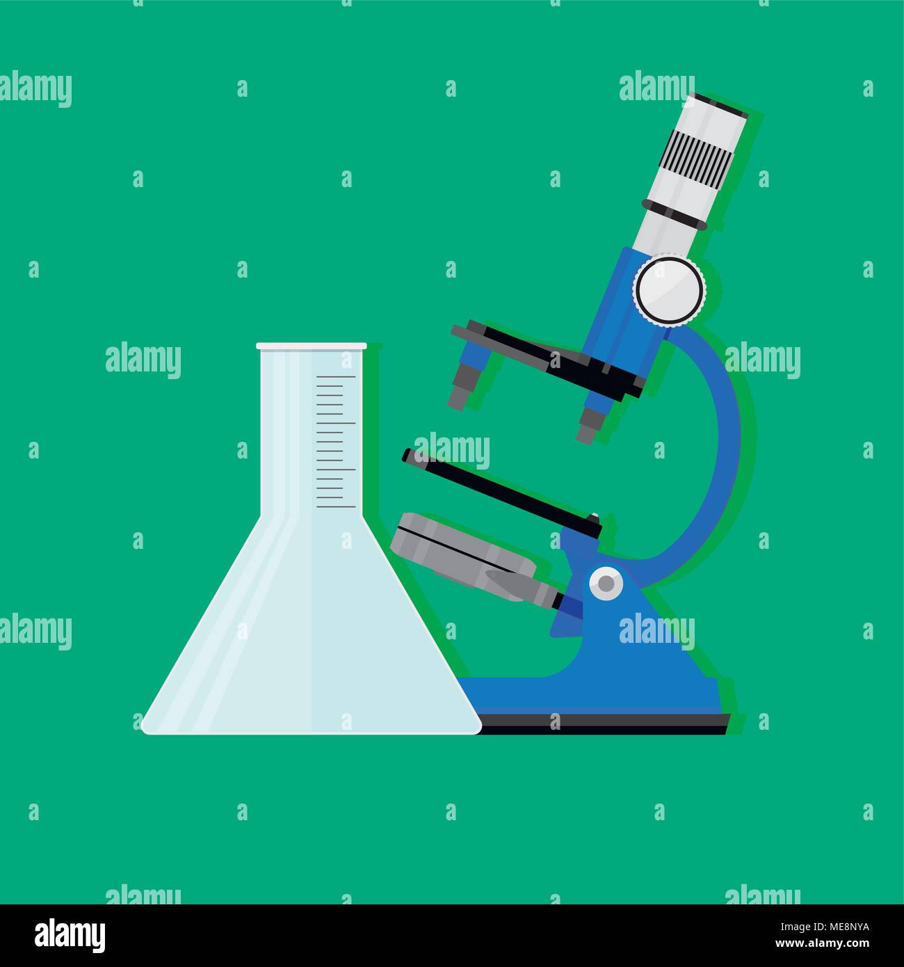 Wissenschaftliches experiment Konzept. Vektor Chemie und Biologie Forschung, Wissenschaft Experiment Abbildung Stock Vektor