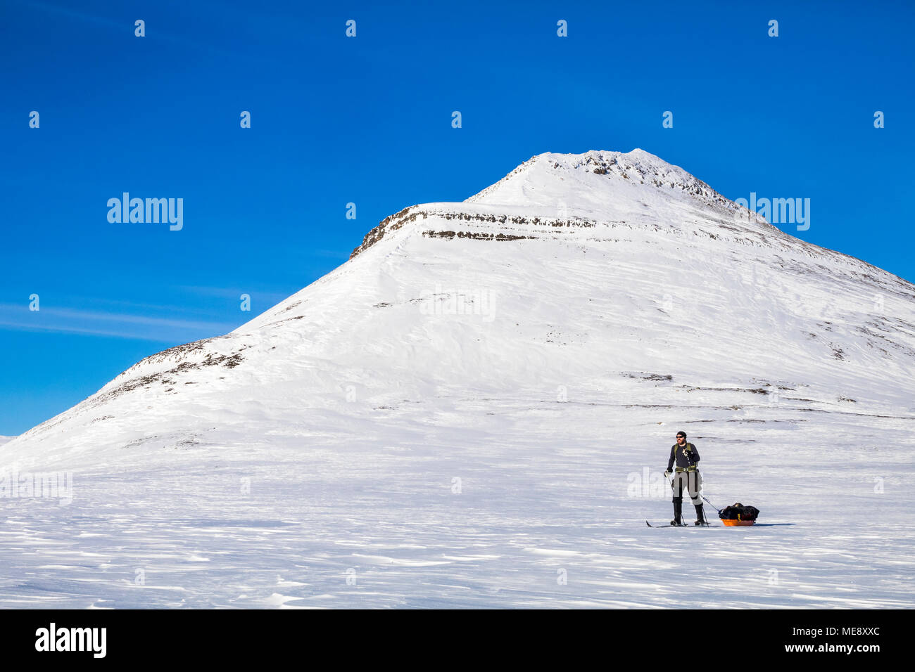 Skifahren in der Arktis Stockfoto