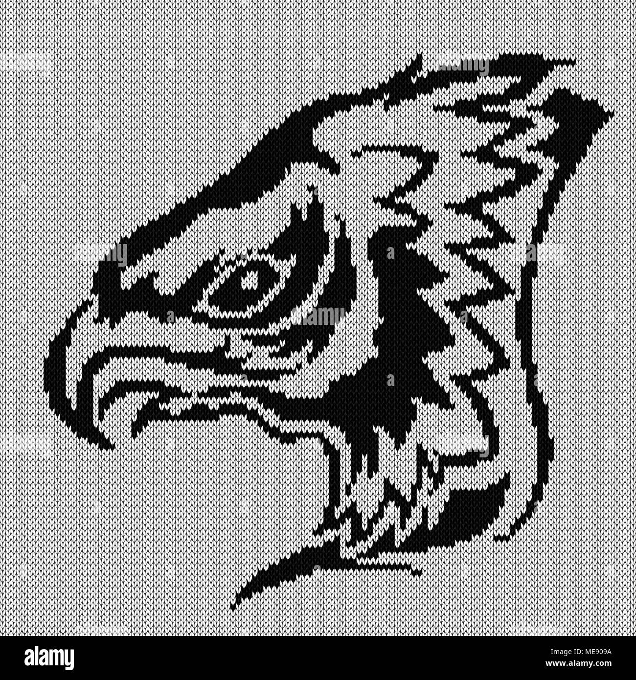Eagle Head pattern, schwarze und weiße Stricken vector Pattern als Stoff Textur Stock Vektor