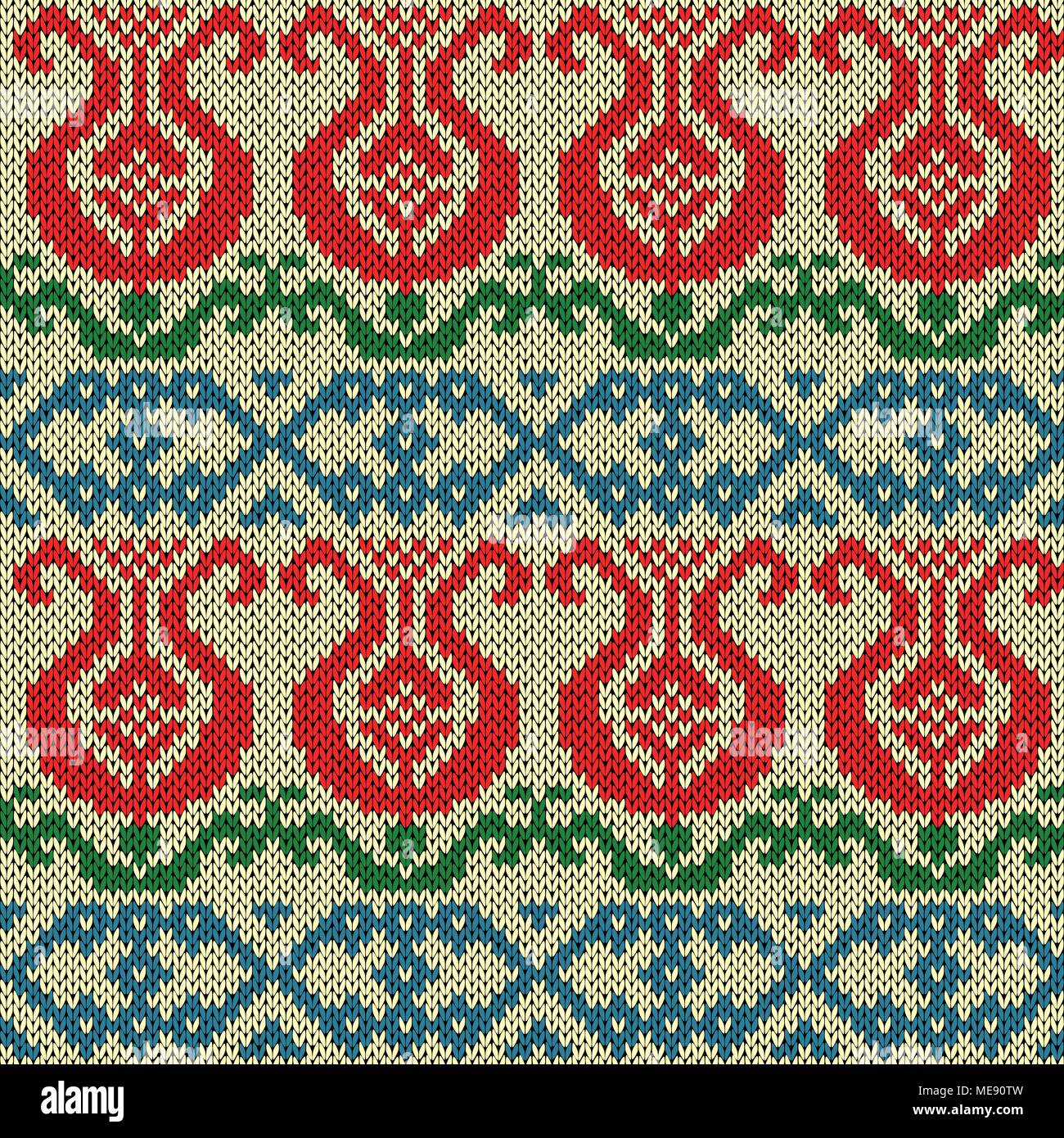 Ethnische multicolor motley Hintergrund in Rot, Blau, Grün und Gelb, nahtlose stricken vector Pattern als Stoff Textur Stock Vektor