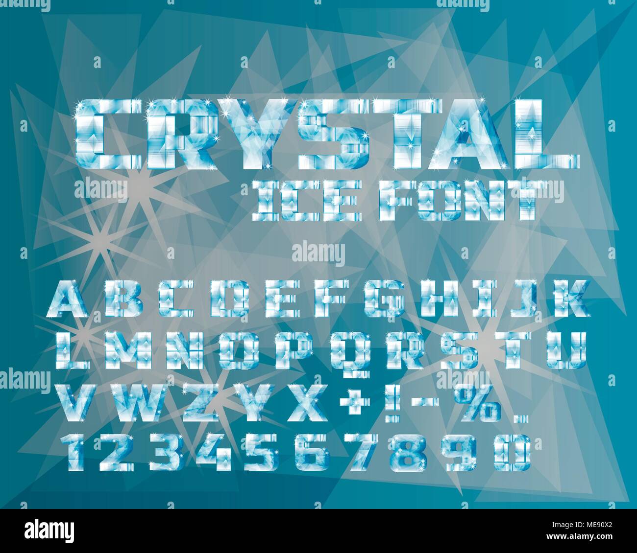 Ice Crystal Alphabet. Gefrorene Font. Stock Vektor