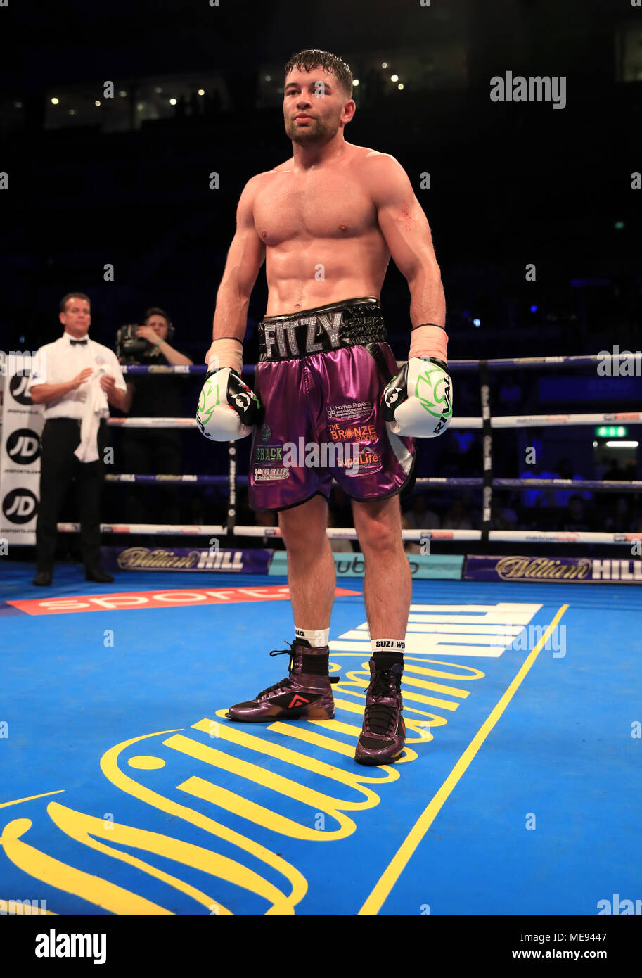 Scott Fitzgerald gewinnt den Welterweight Wettbewerb in der Echo Arena in Liverpool. PRESS ASSOCIATION Foto. Bild Datum: Samstag, 21. April 2018. Siehe PA Geschichte BOXING Liverpool. Foto: Peter Byrne/PA-Kabel. Stockfoto