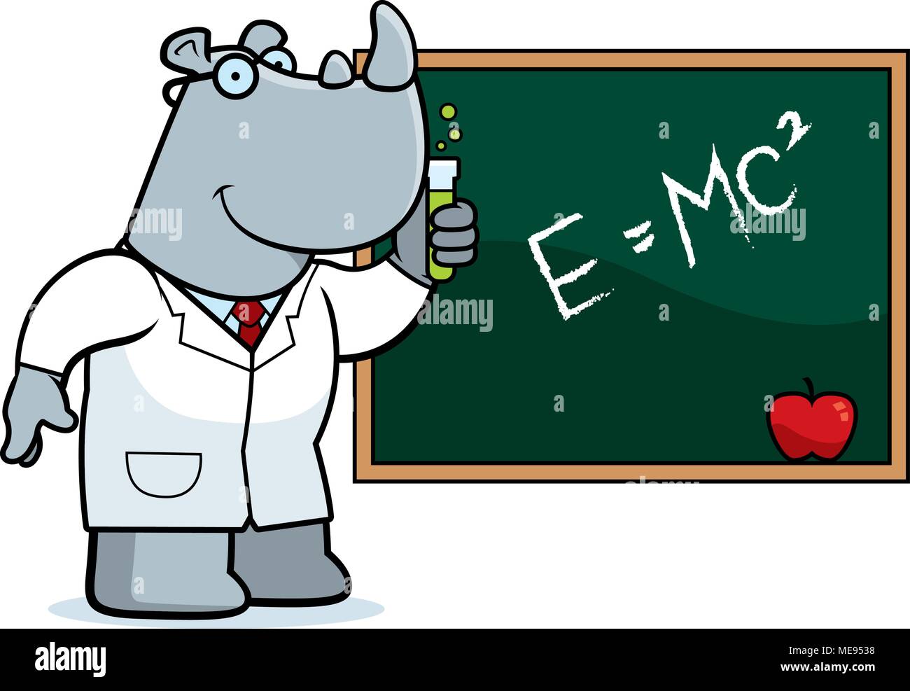 Ein Cartoon Illustration eines Nashorns Wissenschaftler. Stock Vektor