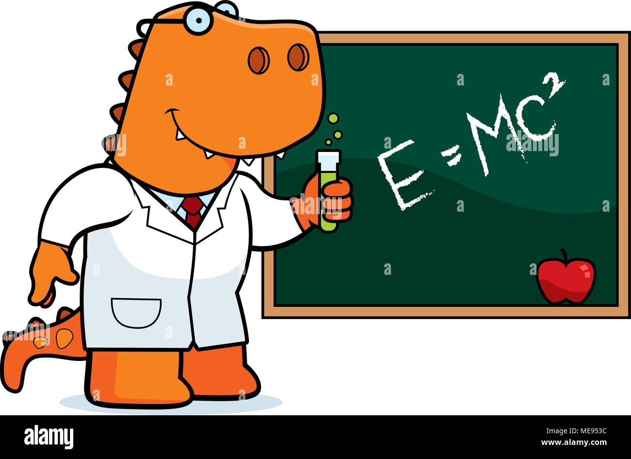 Ein Cartoon Illustration eines Tyrannosaurus Rex Wissenschaftler. Stock Vektor
