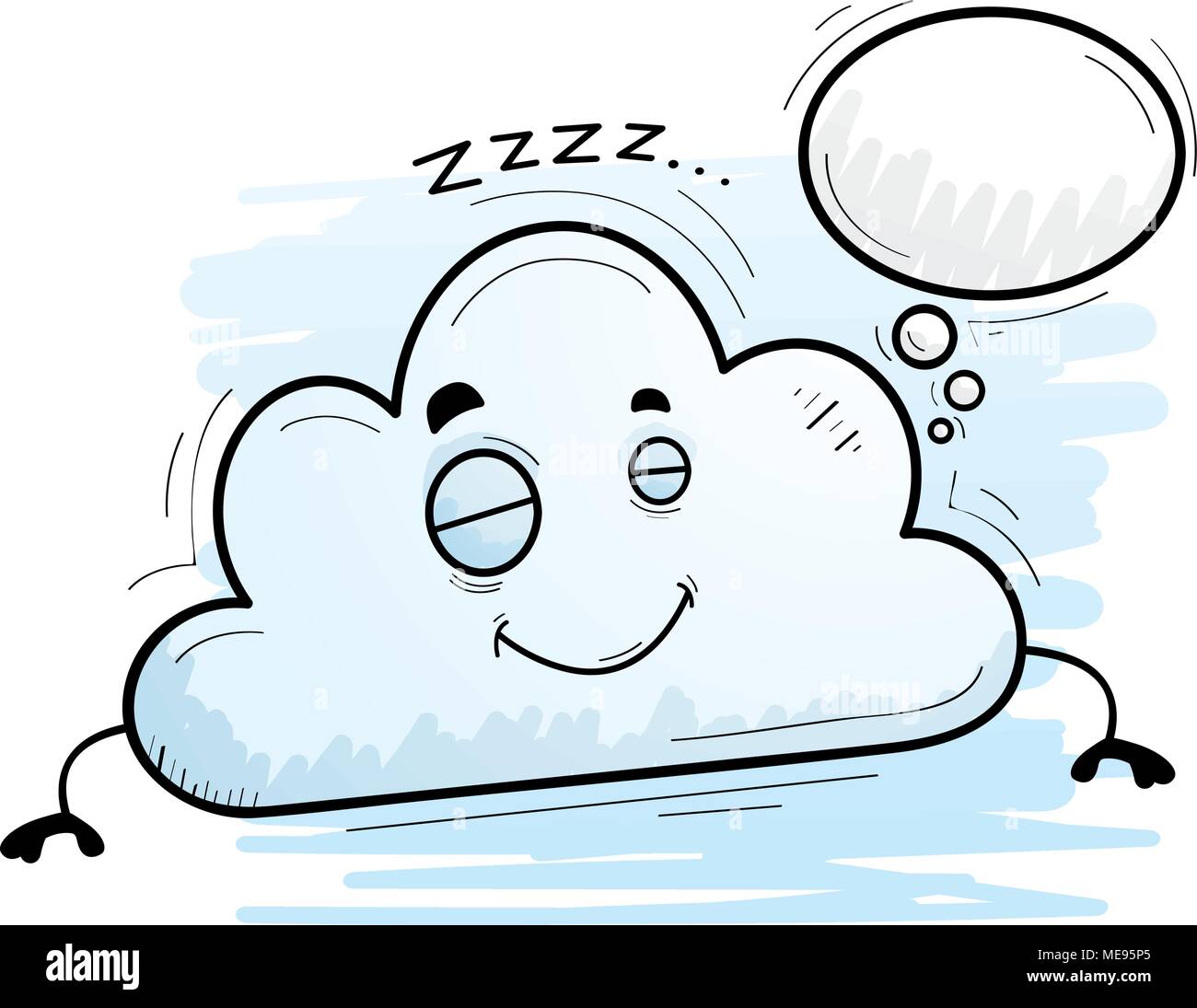 Ein Cartoon Illustration einer Wolke schlafen und träumen