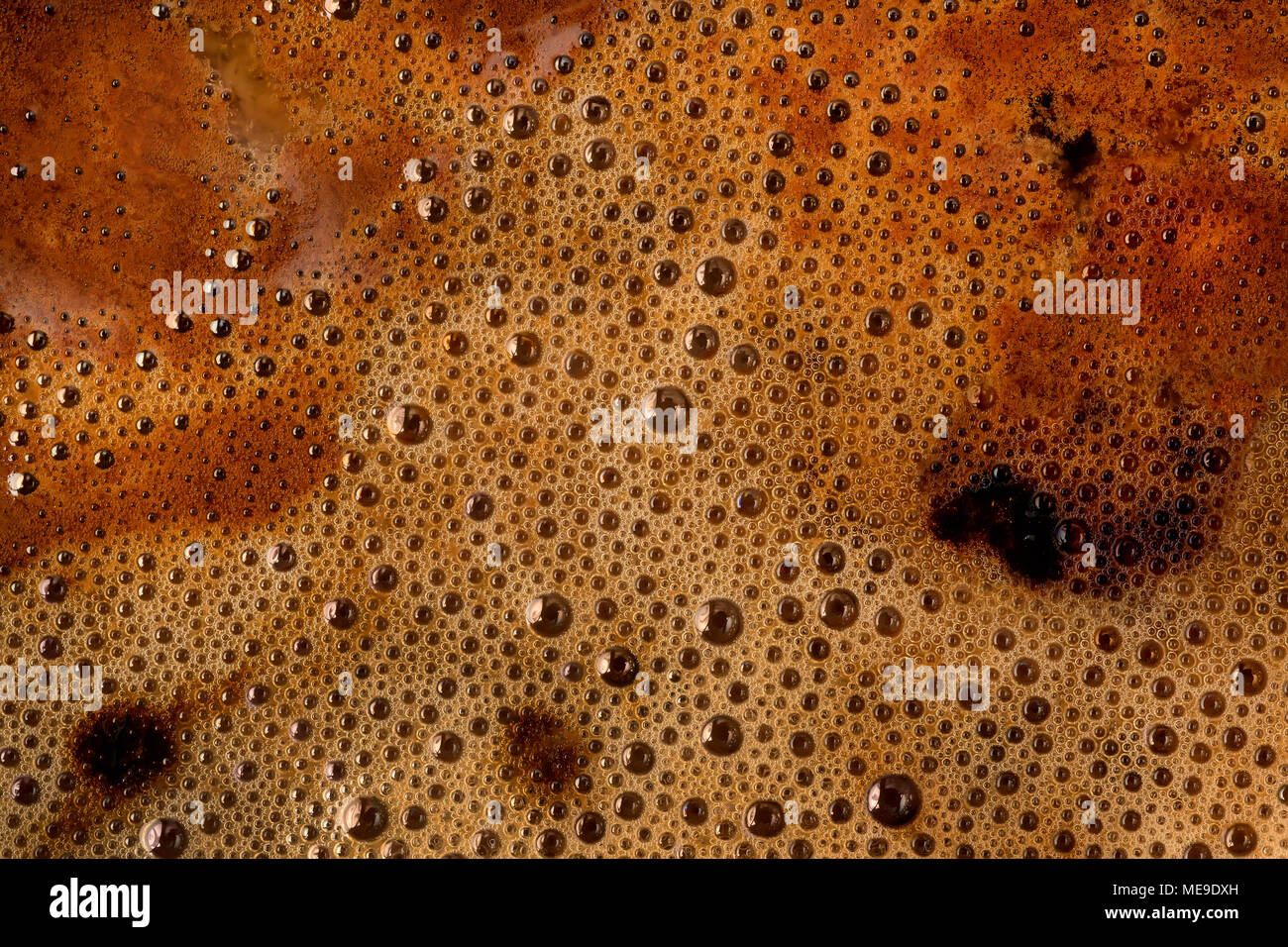 Kaffee Schaum extreme Close up. Makro Textur und Hintergrund Stockfoto