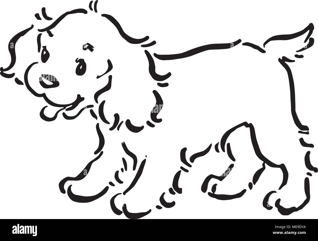 Cute Puppy Dog - Retro Clipart Illustration Stock Vektor