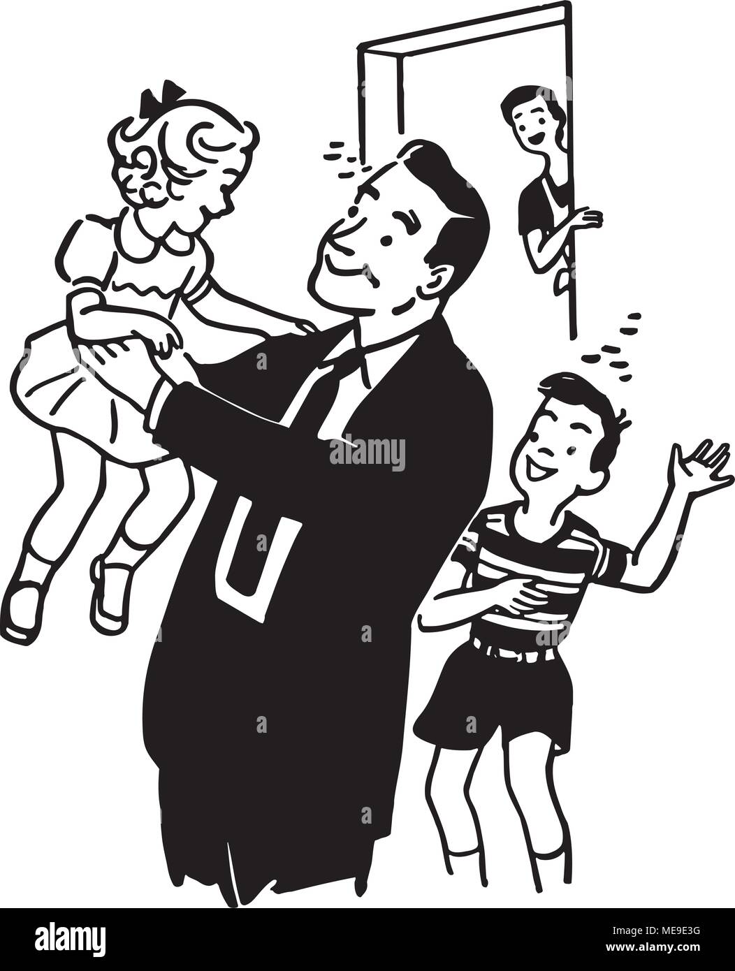Daddy's Home - Retro Clipart Illustration Stock Vektor