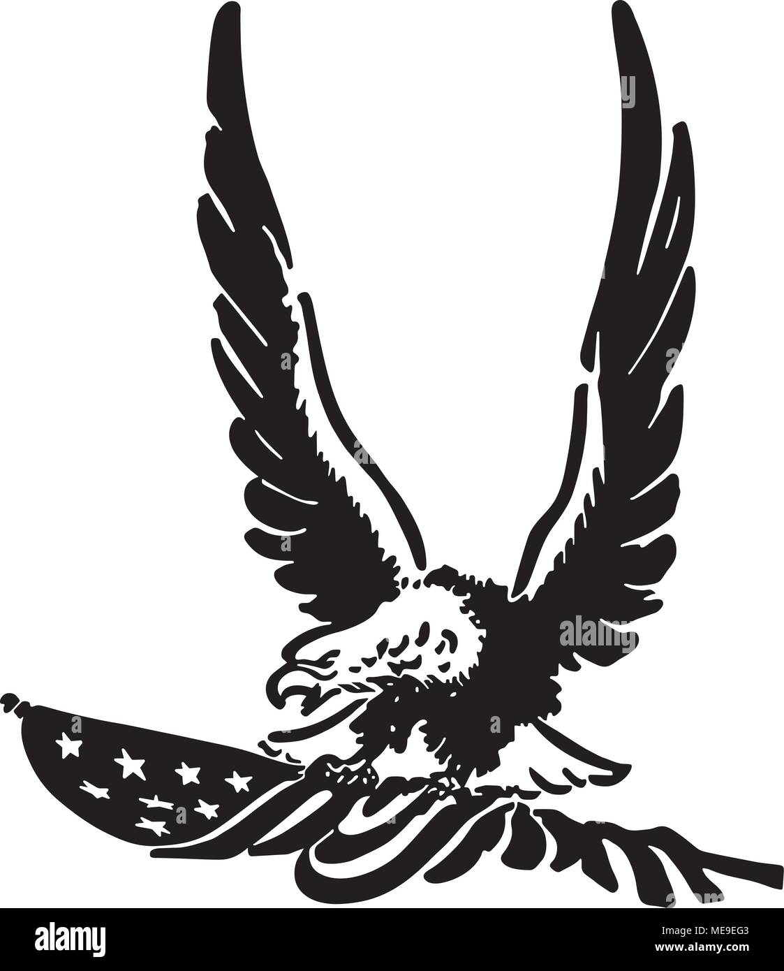 Defiant American Eagle - Retro Clipart Illustration Stock Vektor