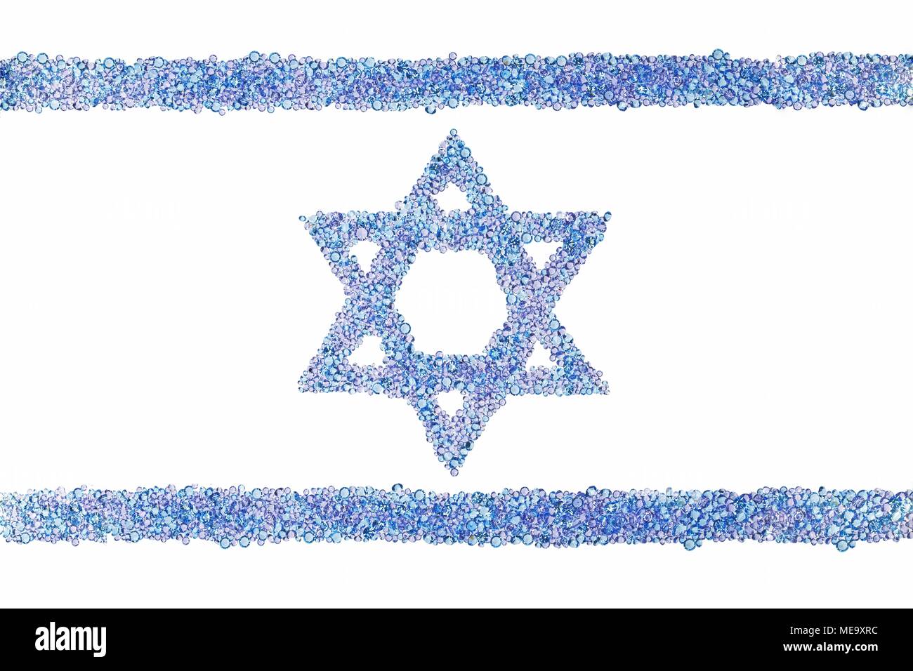 Israelische Flagge von Diamanten Stockfoto