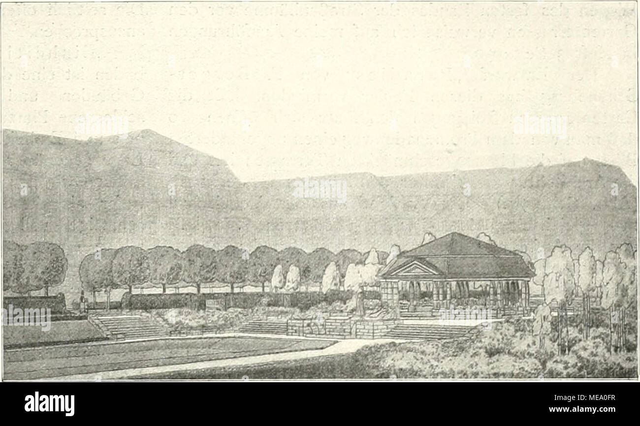 . Gartenkunst sterben. Ansicht des Pavillons an der Rüdesheimerstraße vom Platze aus gesehen. Entwurf von K Hoppe. Stockfoto