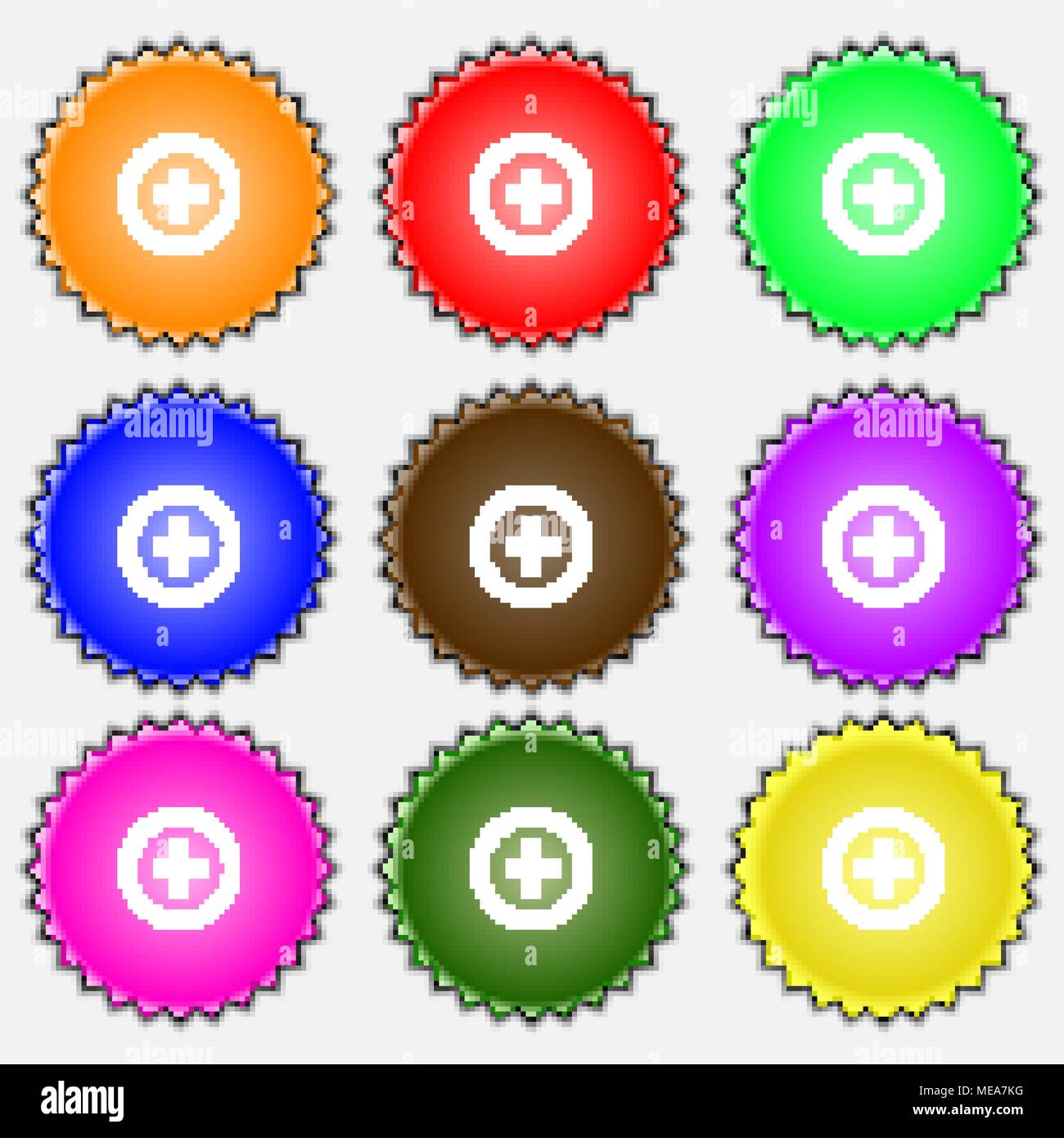 Plus, Positive Symbol unterzeichnen. Ein Set von 9 verschiedenen ...