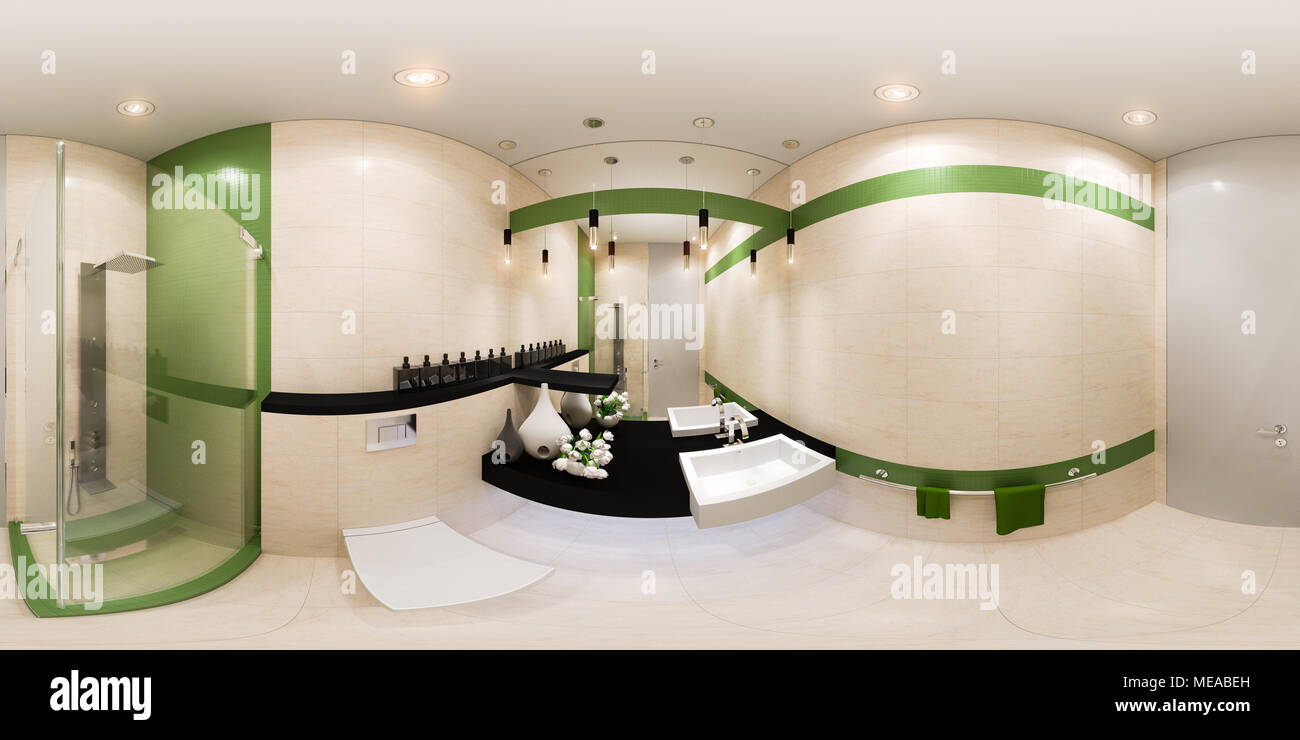 Panorama Interior Design Von Einem Bad Im Modernen Stil