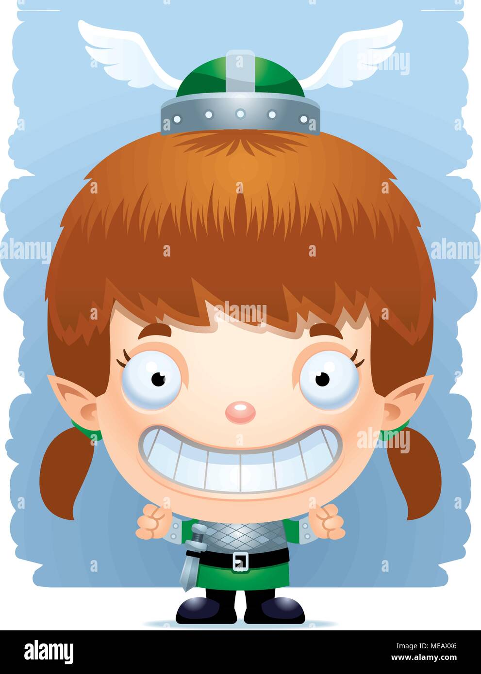 Ein Cartoon Illustration eines Mädchens elf lächelnd. Stock Vektor