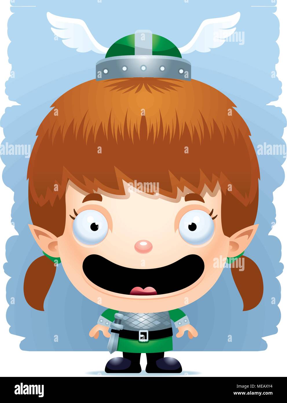 Ein Cartoon Illustration eines Mädchens elf lächelnd. Stock Vektor