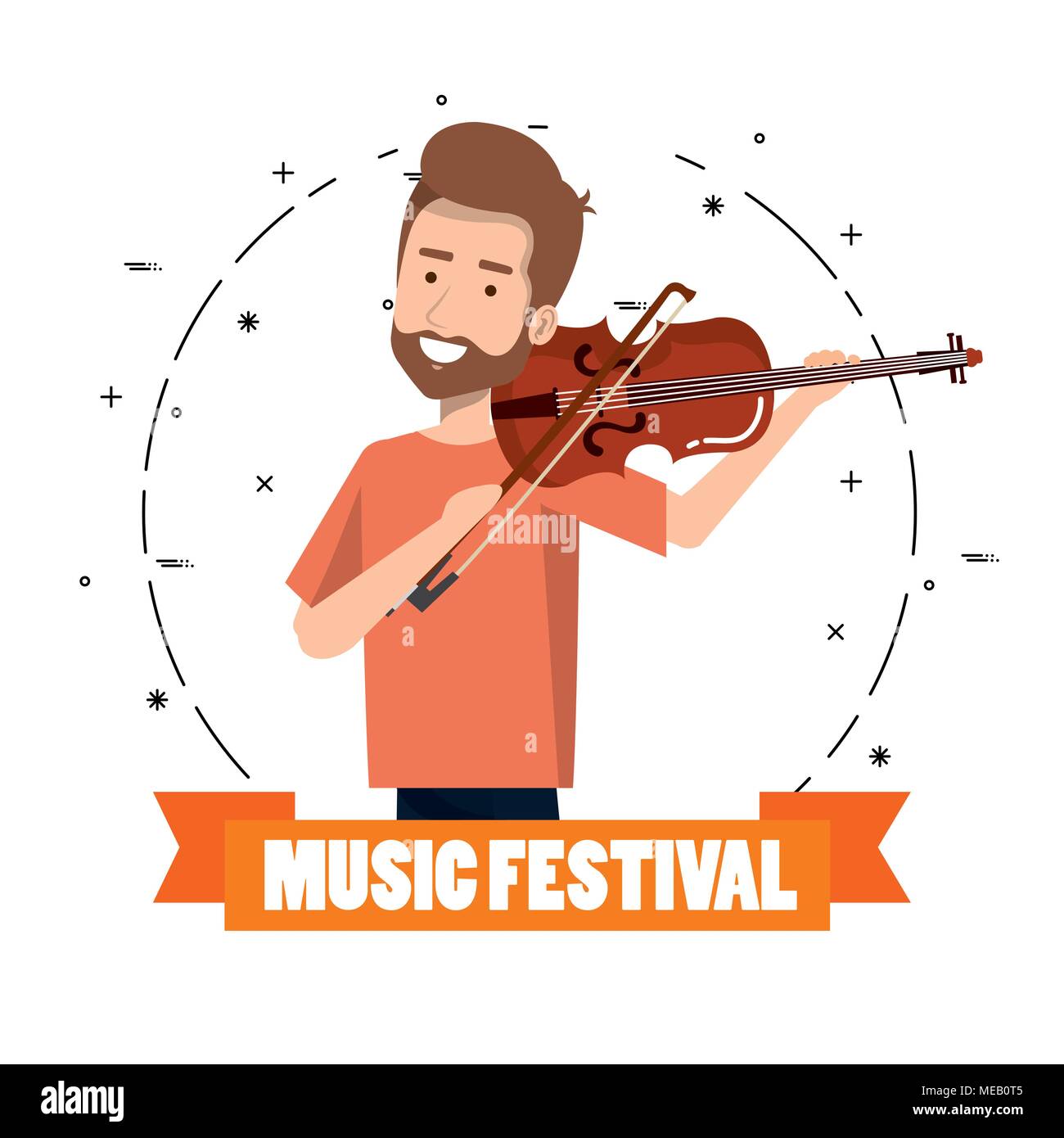 Musik Festival live mit Mann spielt Violine Vector Illustration Design Stock Vektor