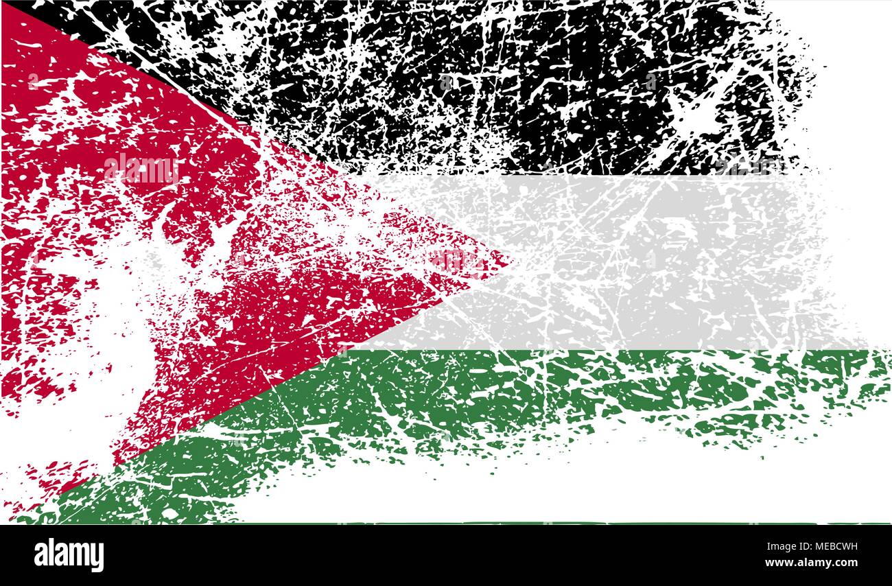 Flagge Jordanien mit alten Textur. Vector Illustration Stock Vektor