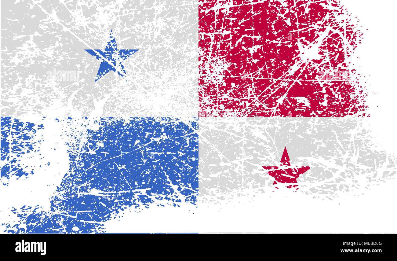 Flagge Panama mit alten Textur. Vector Illustration