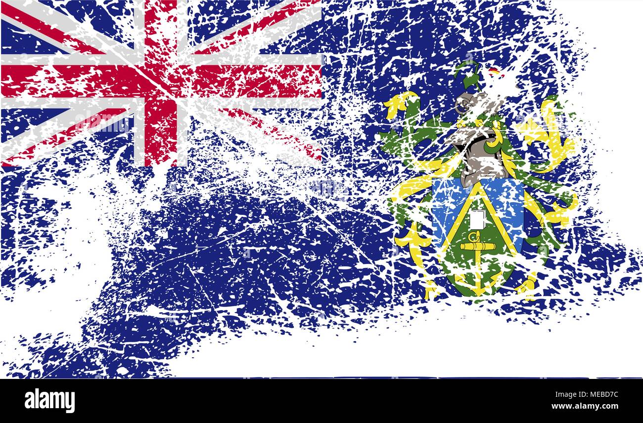 Flagge von Pitcairn Inseln mit alten Textur. Vector Illustration Stock