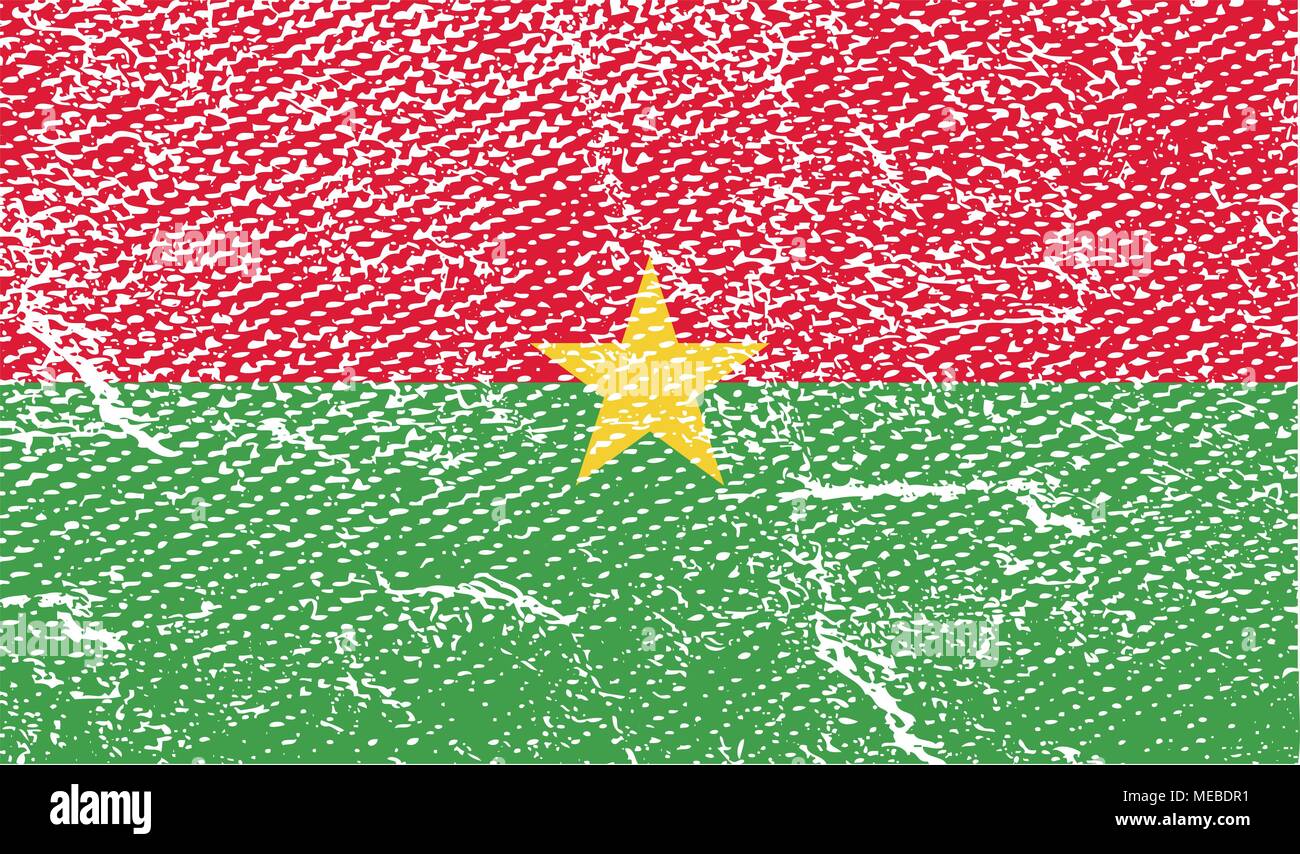 Flagge Burkina Faso mit alten Textur. Vector Illustration Stock Vektor