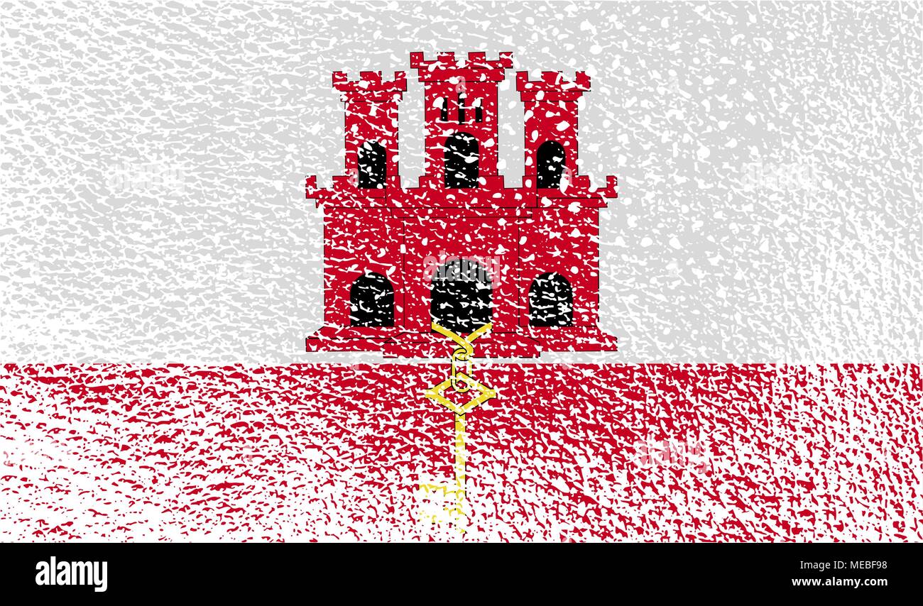 Flagge Gibraltar mit alten Textur. Vector Illustration Stock