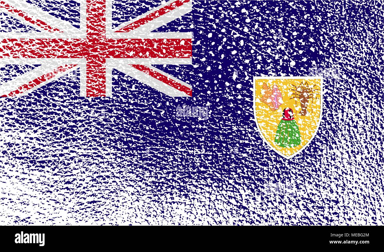 Flagge der Turks und Caicosinseln mit alten Textur. Vector