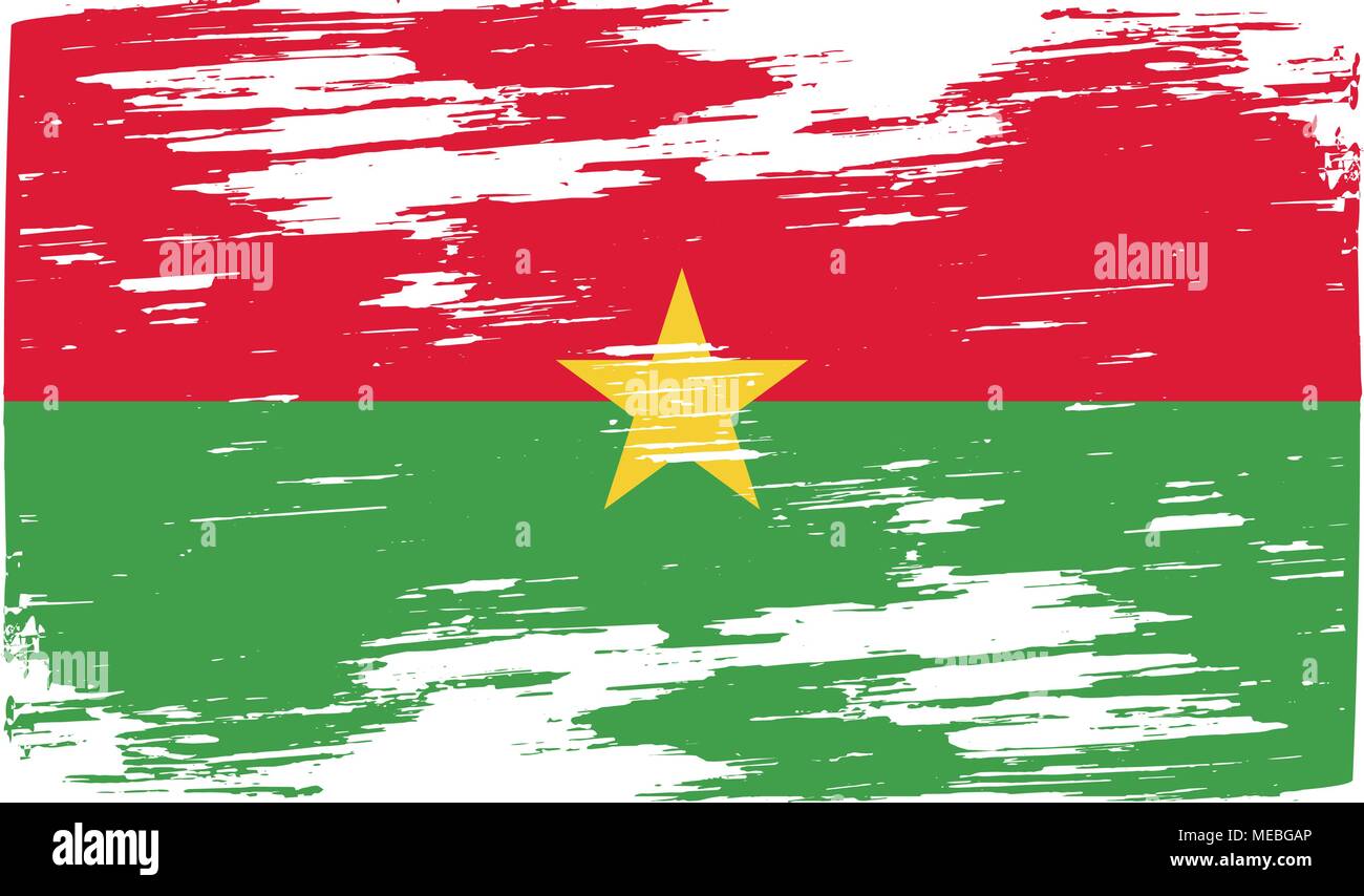 Flagge Burkina Faso mit alten Textur. Vector Illustration Stock Vektor