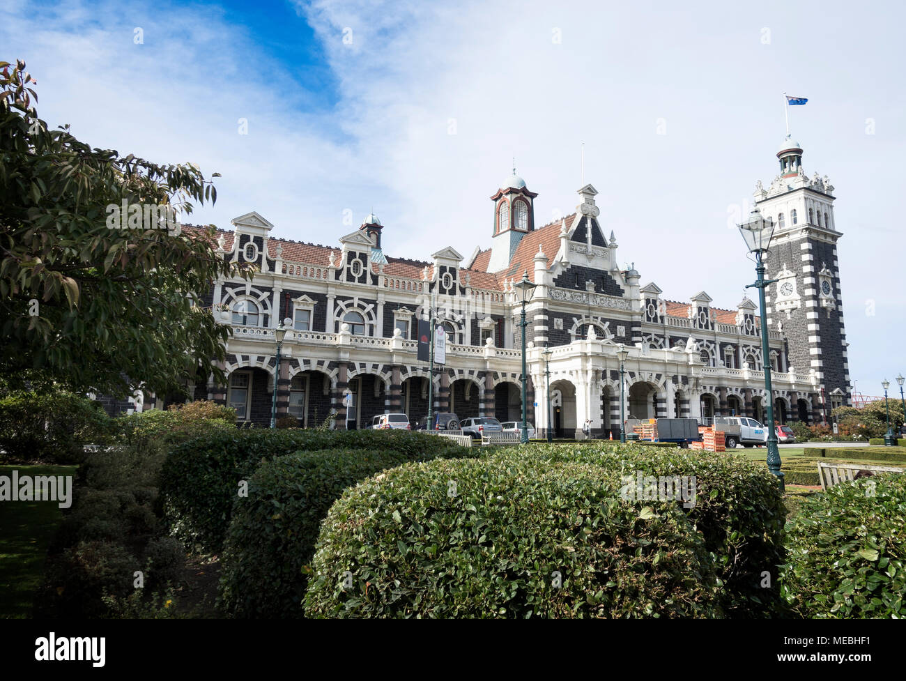 Der Bahnhof in Dunedin, Südinsel, Neuseeland. Stockfoto