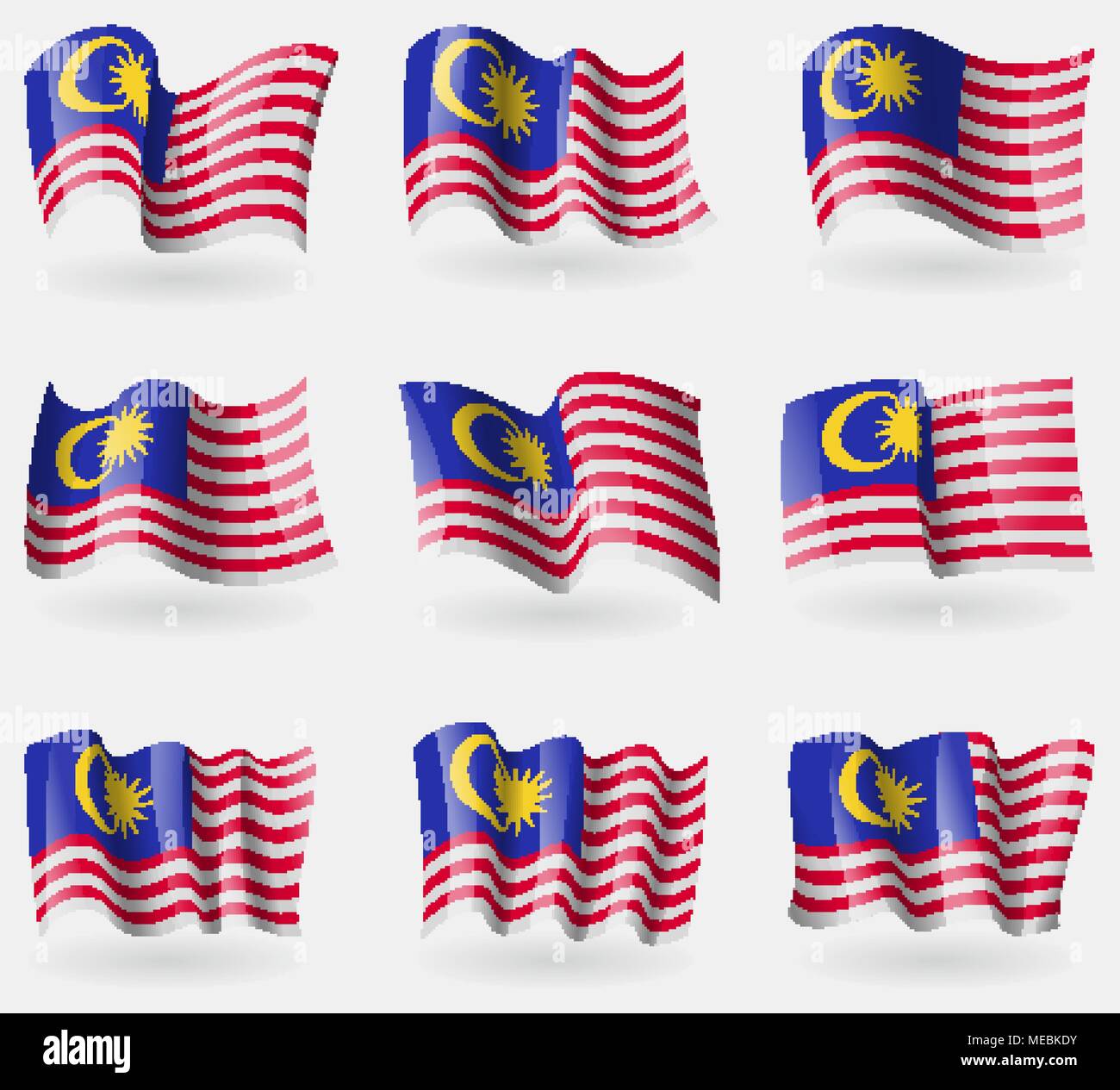 Satz von Malaysia Flags in der Luft. Vector Illustration Stock Vektor