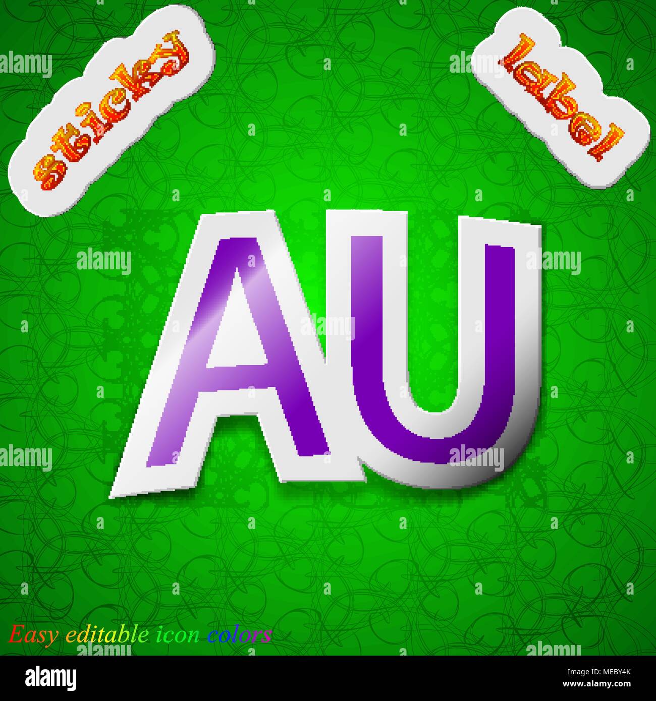 Australien Symbol unterzeichnen. Symbol schicke bunte klebrige Label auf grünem Hintergrund. Vector Illustration Stock Vektor